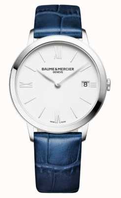 Baume & Mercier Classima Quartz (36.5mm) Pure White Dial / Blue Calf Leather Strap M0A10355