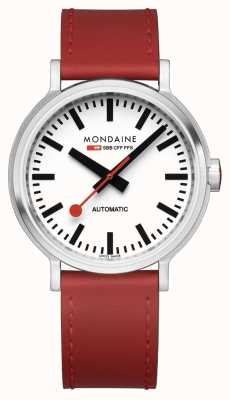 Mondaine SBB The Original Automatic (40mm) White Dial / Red Leather Strap MST.4161B.LC