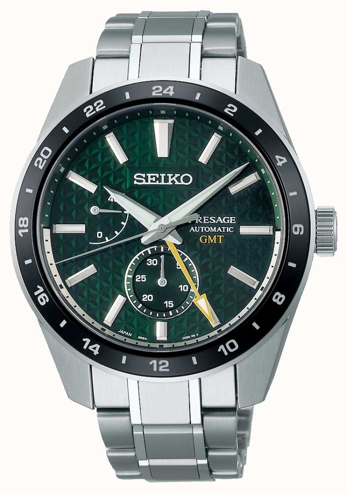 Seiko Presage Sharp Edged GMT Green Dial SPB219J1 - First Class Watches™ IRL