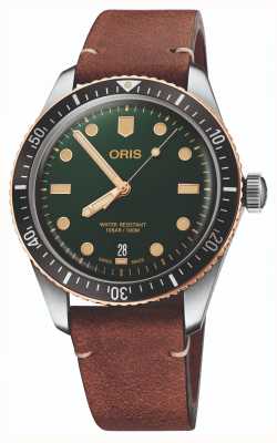 ORIS Divers Sixty-Five Automatic (40mm) Green Dial / Brown Leather Strap 01 733 7707 4357-07 5 20 45