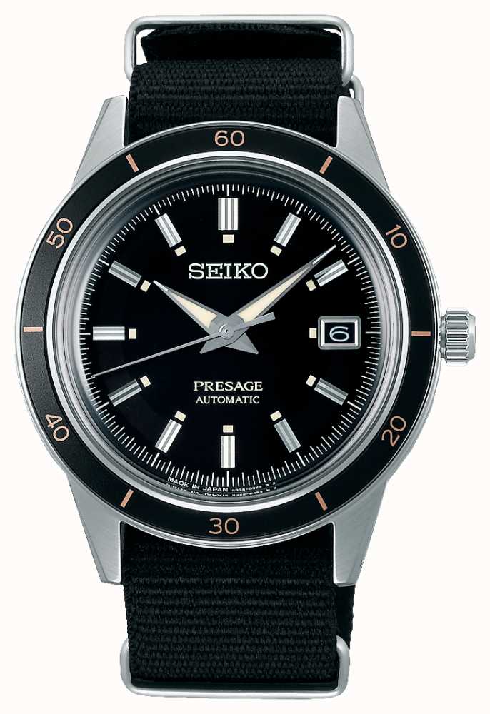 Seiko Presage Style 60s Black Nylon Strap SRPG09J1 - First Class Watches™  IRL