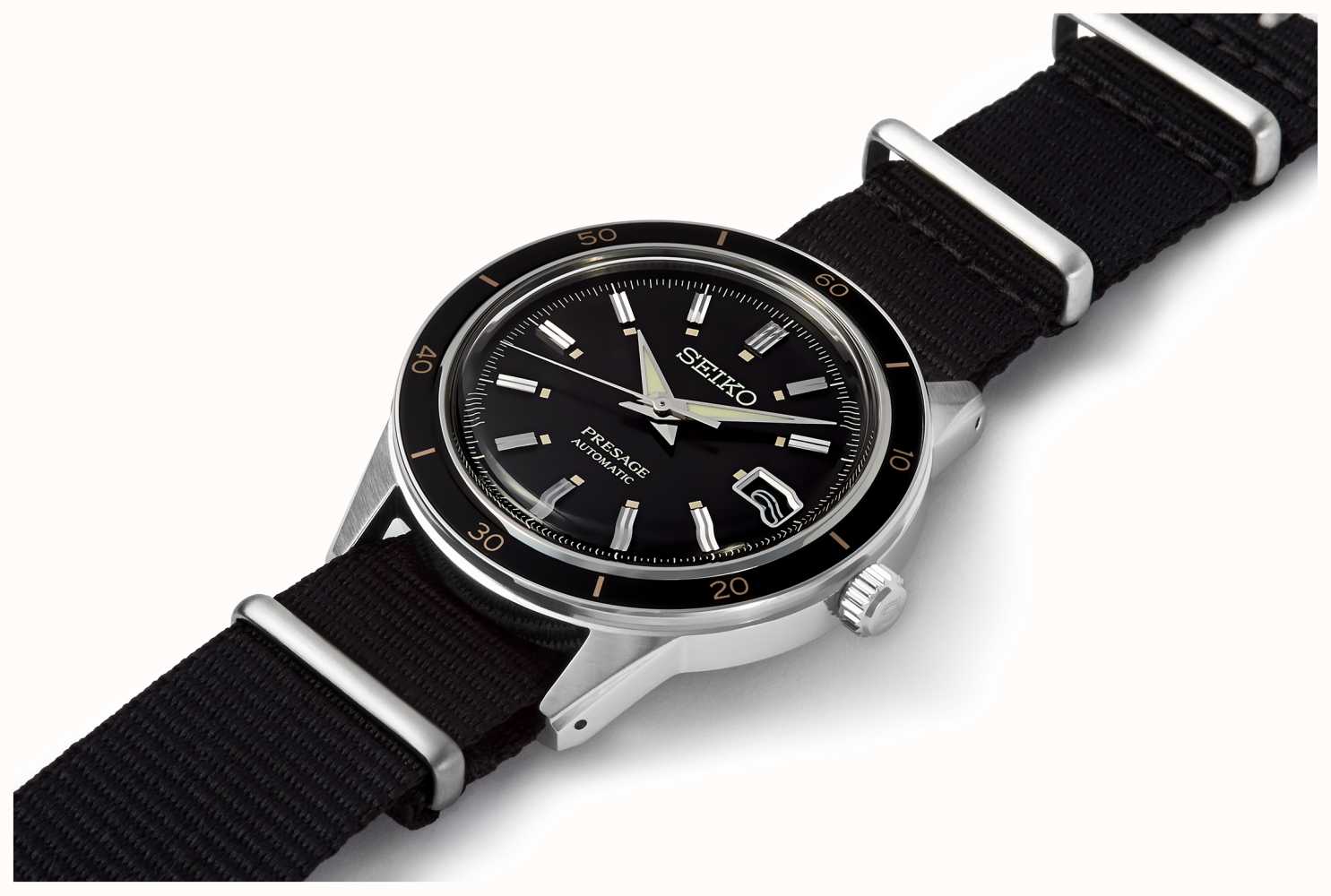 Seiko Presage Style 60s Black Nylon Strap SRPG09J1 - First Class Watches™  IRL