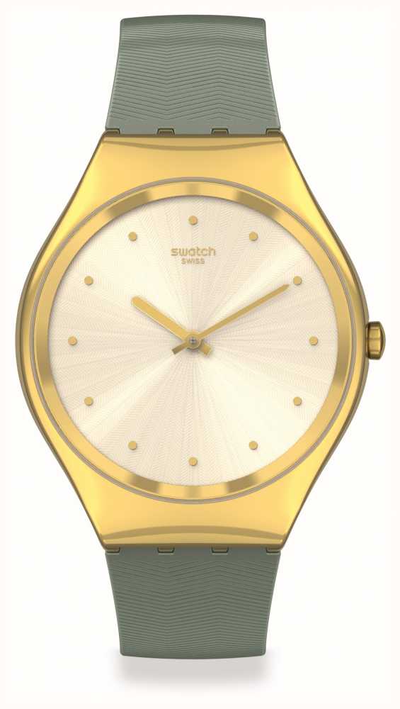 Swatch Skin Irony GREEN MOIRE Gold Case SYXG113 First Class