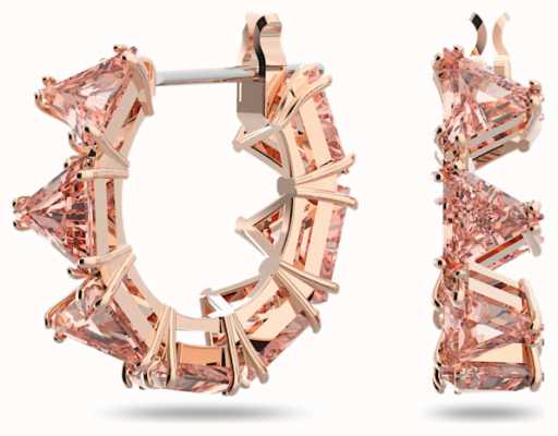 Swarovski Millenia Rose Pink Triangle Crystal Hoop Earrings 5614930