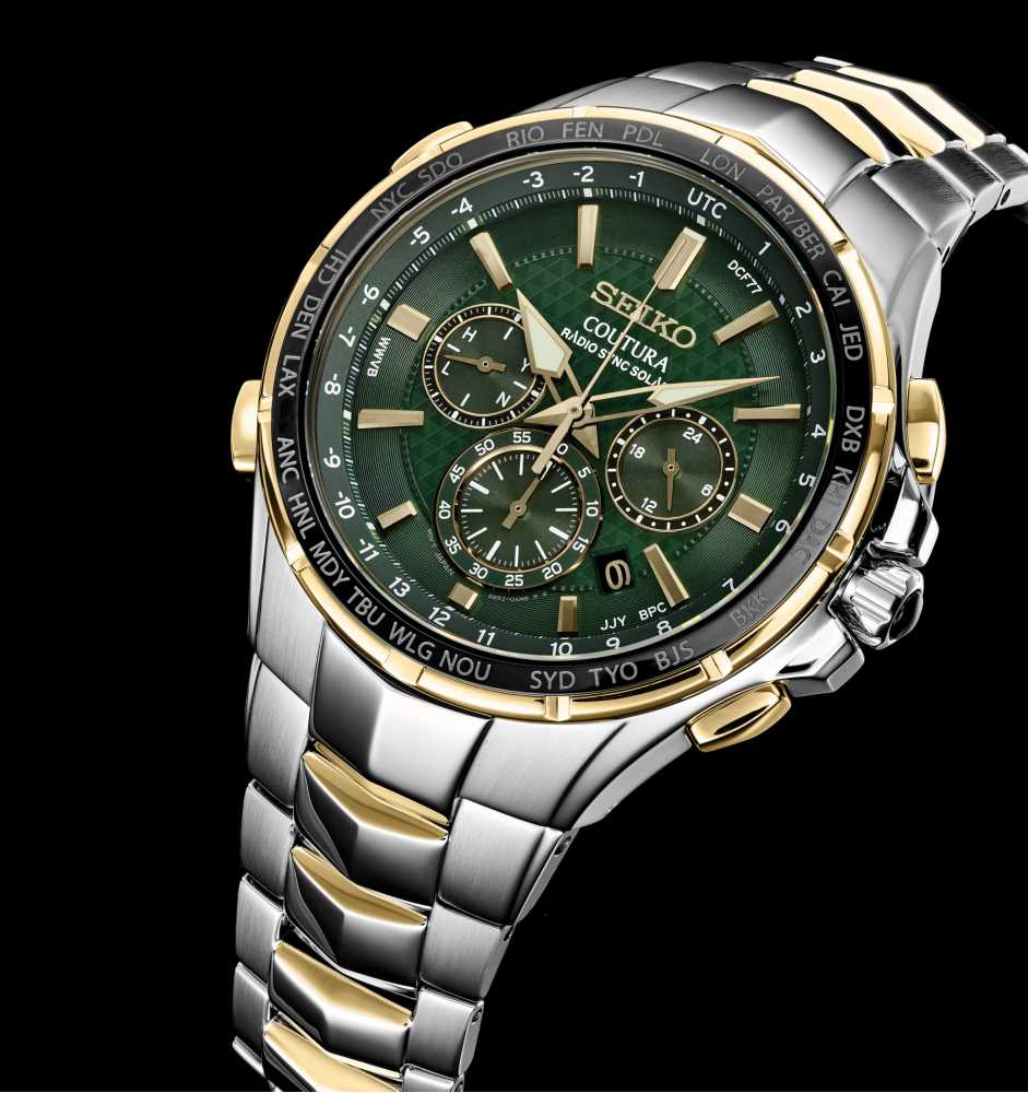 Seiko | Coutura | Radio Sync Solar | Green Dial | Two Tone Bracelet |  SSG022P9 - First Class Watches™ IRL