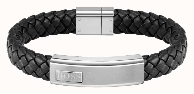 BOSS Jewellery Lander Men's Black Leather Bracelet 1580178M