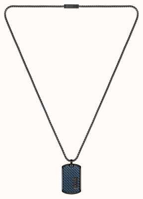 BOSS Jewellery Lander Blue Leather Black Steel Pendant 1580181