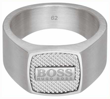 BOSS Jewellery Men's Seal Knurl Texture Steel Ring 1580256S