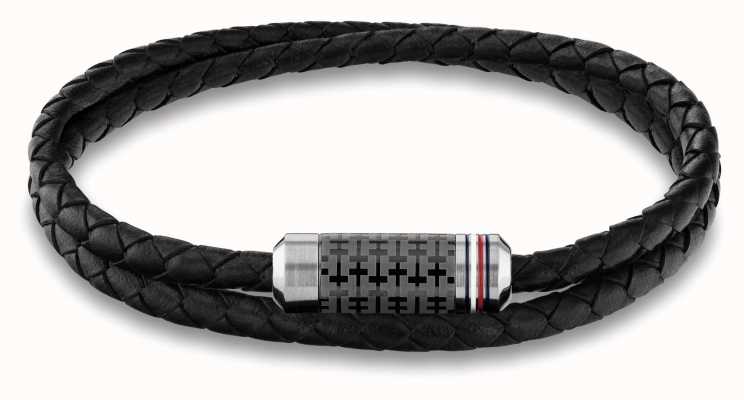 Tommy Hilfiger Wrap Braided Leather Bracelet Black 2790327