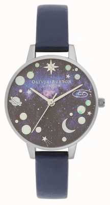Olivia Burton Celestial Planet Blue Leather Strap OB16GD82