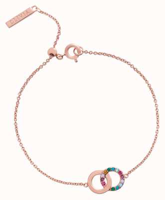 Olivia Burton Jewel Rainbow Interlink Rose Gold Bracelet OBJRBB19