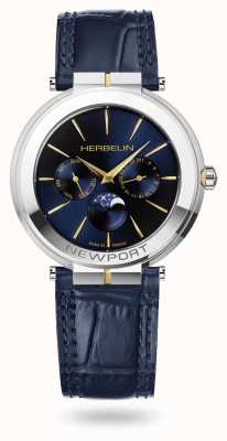 Herbelin Newport Slim Moonphase Leather Strap Watch 12722/T15BL