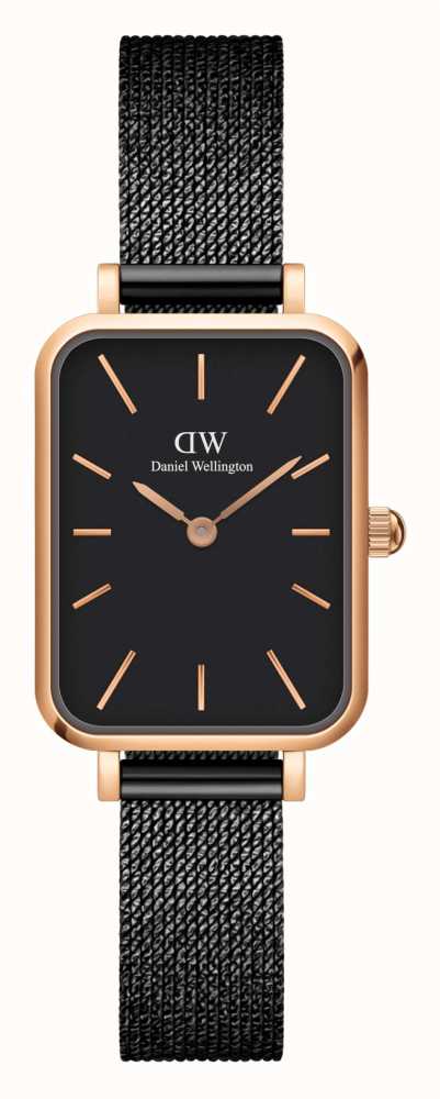 Wellington Women's Rectangular Rose-Gold And Black Watch DW00100433 - First Watches™ IRL