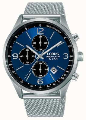 Lorus Chronograph 100m (43mm) Dark Blue Sunray Dial / Stainless Steel Mesh RM315HX9