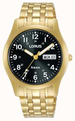 Lorus Classic 38 mm Quartz Watch Black Dial Yellow Gold RXN76DX9
