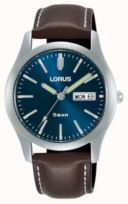 Lorus Classic Day/Date (38mm) Dark Blue Sunray Dial / Brown Leather RXN81DX9