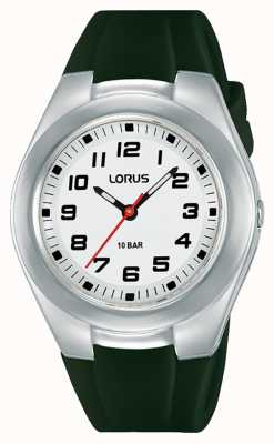 Lorus Kids Dark Green Silicone Strap and White Dial RRX85GX9