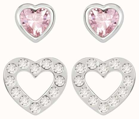 Radley Jewellery Love Radley | Sterling Silver Hearts Stud Earring Set | White And Pink Stones RYJ1177