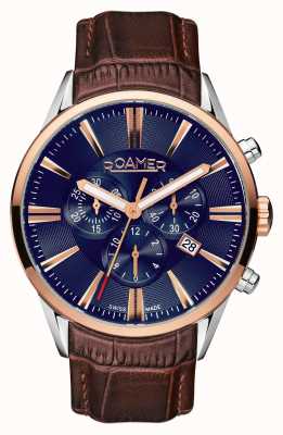 Roamer Superior Chrono Blue Dial Brown Leather Strap 508837 41 85 05