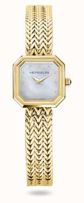 Herbelin Women's Octogone White Mother Of Pearl Dial Gold Plated Bracelet 17436/BP19