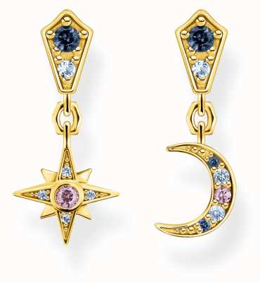 Thomas Sabo Royalty Moon and Star Gold Plated Drop Earrings H2207-959-7