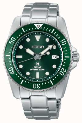 Seiko Prospex Compact Solar 38mm Green Dial Watch SNE583P1