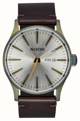 Nixon Sentry Leather All Silver / Tan Surplus Watch A105-5093-00