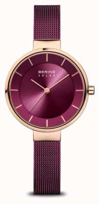 Bering Solar | Purple Sunray Dial | Purple Milanese Strap | Brushed Rose Gold Stainless Steel Case 14631-969