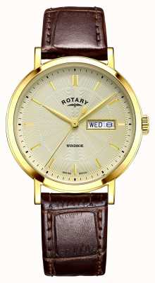 Rotary Windsor Gold Dial Brown Leather Strap GS05423/03