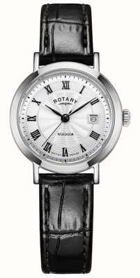 Rotary Women's Windsor Black Leather Strap Watch LS05420/01