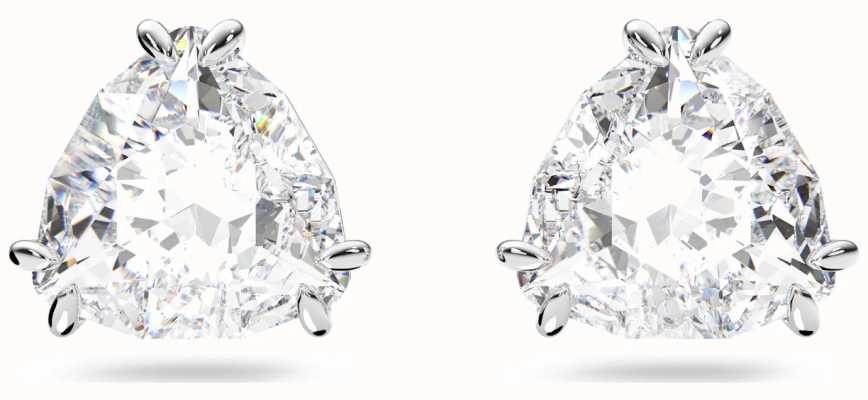 Swarovski Millenia | Stud Earrings | Rhodium Plated | Triangle Cut Crystals | White 5619498