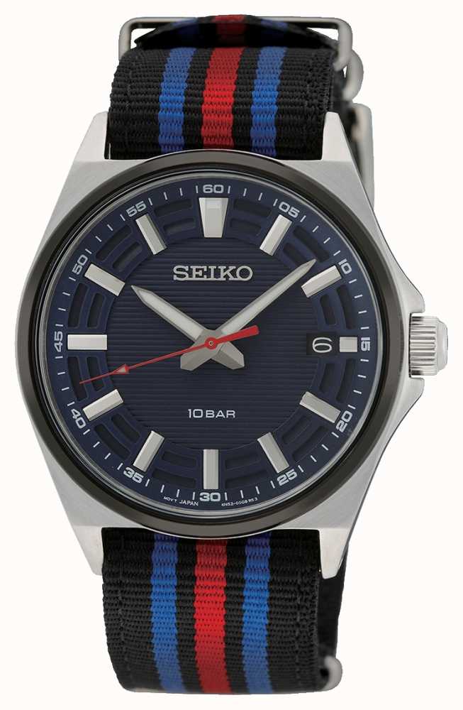 Seiko Men's Blue Dial Blue And Red NATO Strap SUR509P1 - First Class  Watches™ IRL