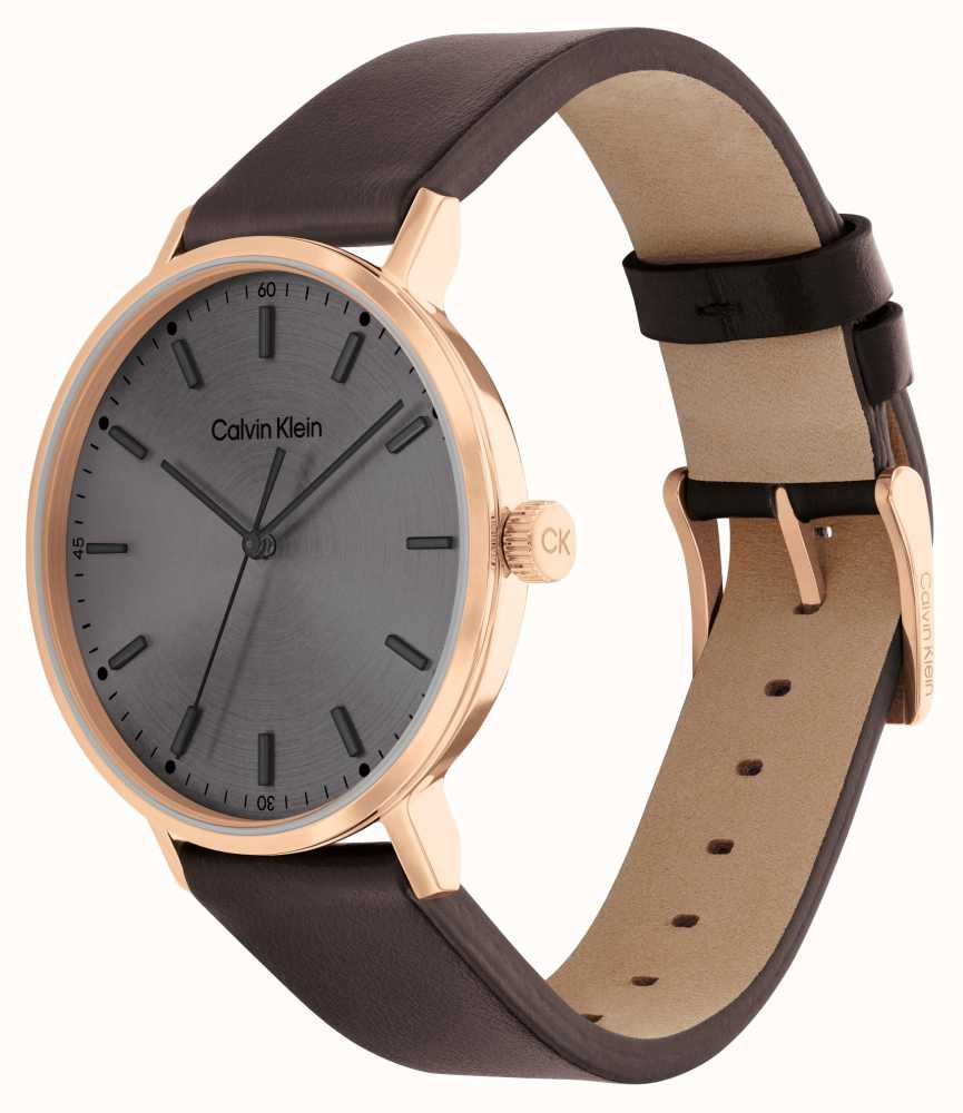 Calvin Klein Men's Sunray Grey Dial | Brown Leather Strap 25200051 - First  Class Watches™ IRL