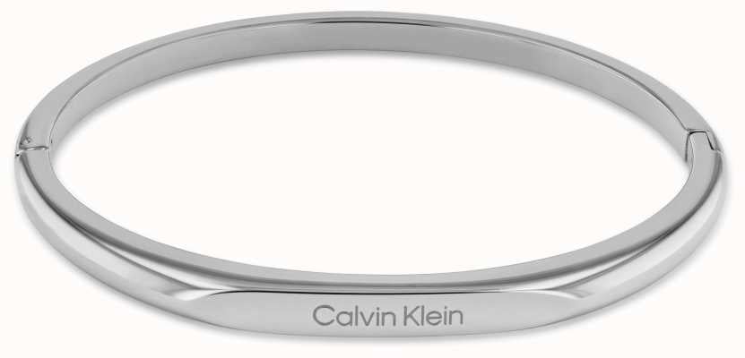 Calvin Klein Ladies Bangle Silver Tone Logo Detailing 35000045