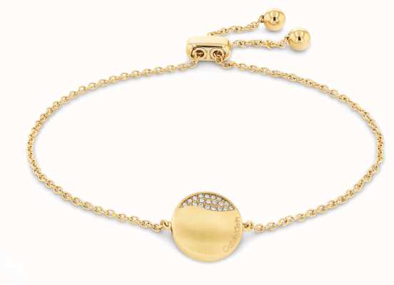 Calvin Klein Ladies Circular Gold Tone Crystal Set Bracelet 35000135