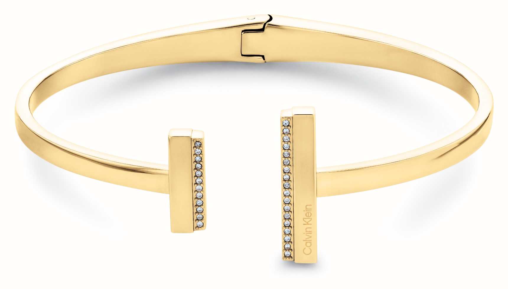 Calvin Klein Ladies Linear Hinged Gold Stainless Steel Bangle 35000161 -  First Class Watches™ IRL
