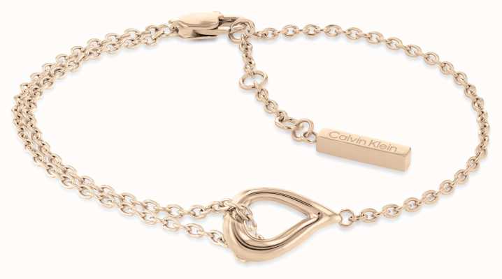 Calvin Klein Ladies Rose Gold Bracelet Asymmetrical Double Chain 35000078