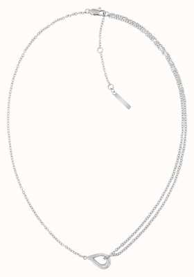 Calvin Klein Ladies Silver Tone Necklace with Asymmetrical Double Chain 35000080