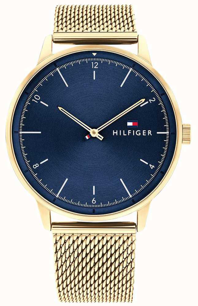 tommy hilfiger blue and gold watch