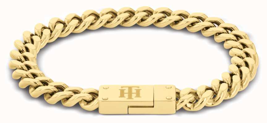 Tommy Hilfiger Bold TH Chain Gold Toned Plated Stainless Steel Bracelet 2780588