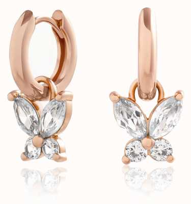 Olivia Burton Sparkle Butterfly Huggie Hoop Earrings White Cubic Zirconia Crystals OBJAME305