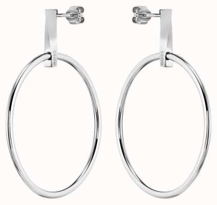 BOSS Jewellery Signature Stainless Steel Hoop Style Stud Earrings 1580233
