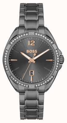 BOSS Women's Felina | Crystal Set | Grey Stainless Steel Bracelet 1502620