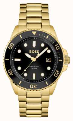 BOSS Men's Ace | Black Dial | Gold Stainless Steel Bracelet 1513917