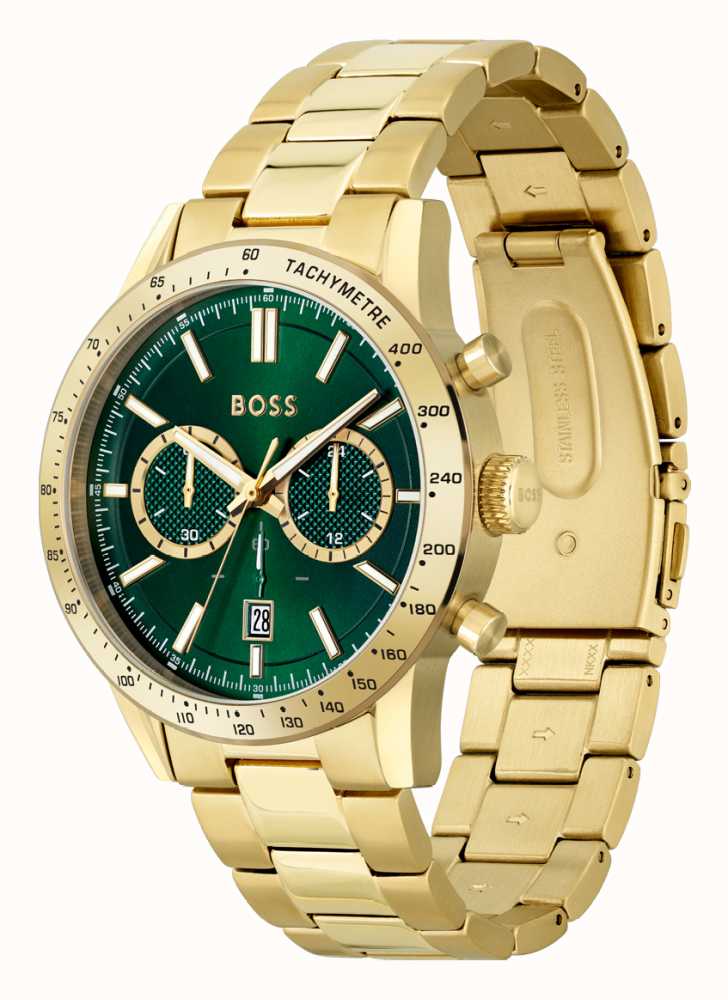 BOSS Men\'s Allure | First Gold | Class Green Watches™ 1513923 Bracelet Steel - Stainless IRL Dial