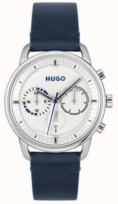 HUGO Men's #advise | White Dial | Blue Leather Strap 1530233