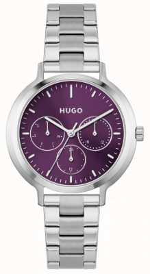 HUGO Women's #edgy | Purple Dial | Stainless Steel Bracelet 1540110