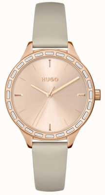 HUGO Women's #flash | Rose Gold Dial | Beige Leather Strap 1540114
