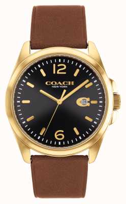 Coach Greyson Black Dial Brown Leather Strap 14602586