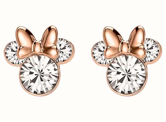 disney's minnie mouse rose gold tone crystal stud earrings